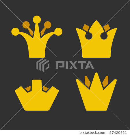 Gold Crown Icons Set on Dark Background. Vector Gold Crown Icons Set on Dark Background. Vector 27420531
