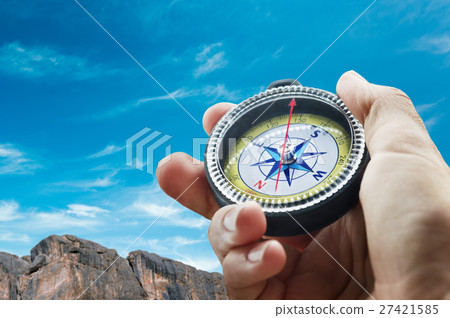 compass and hand in mountains compass and hand in mountains 27421585