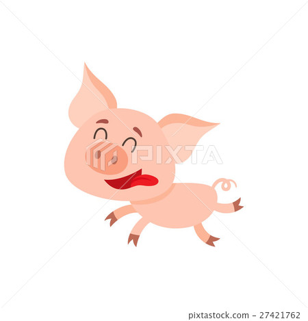 Funny little smiling pig with swirling tail 27421762
