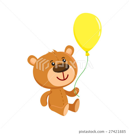 Cute retro style teddy bear character sitting and - Stock Illustration ...