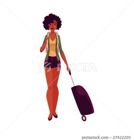 Pretty African American girl, woman traveler with Pretty African American girl, woman traveler with 27422205