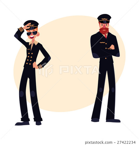 Full length portraits of two pilots in black 27422234