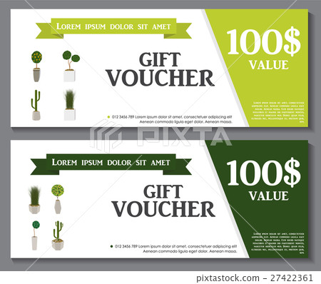 Gift Voucher Template with Green Plant in Gift Voucher Template with Green Plant in 27422361