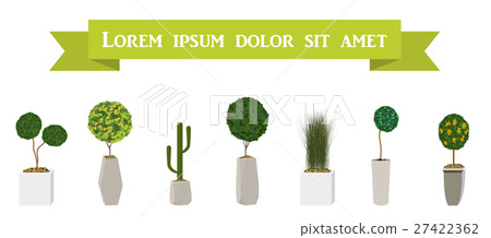 Home Green Plant in Nice Pot. Vector Illustration. 27422362