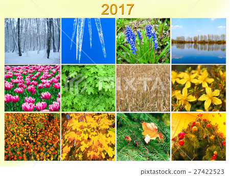 blank with twelve colored images of nature 27422523