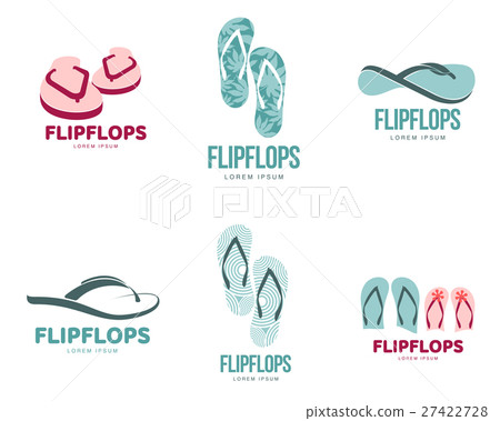 Stylized black and white rubber flip flops logo 27422728