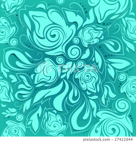 Turquoise floral seamless pattern Turquoise floral seamless pattern 27422844