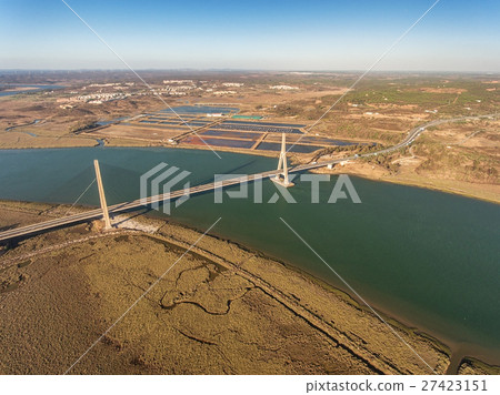 Aerial. Bridge over the Guadiana River in Ayamonte Aerial. Bridge over the Guadiana River in Ayamonte 27423151