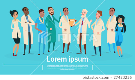 Group Medial Doctors Team Clinic Banner Stock Illustration