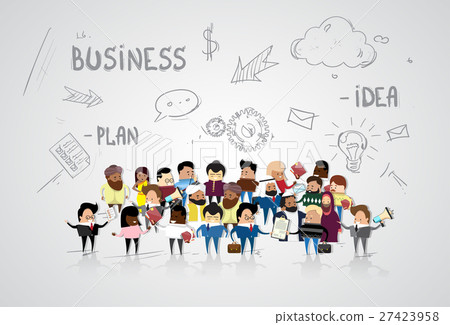 Group of Business People Cartoon Mix Race Group of Business People Cartoon Mix Race 27423958