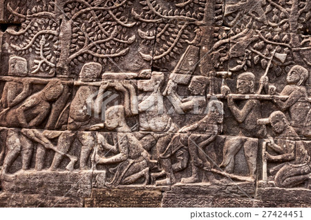 Relief of Bayon temple in Angkor monuments 27424451