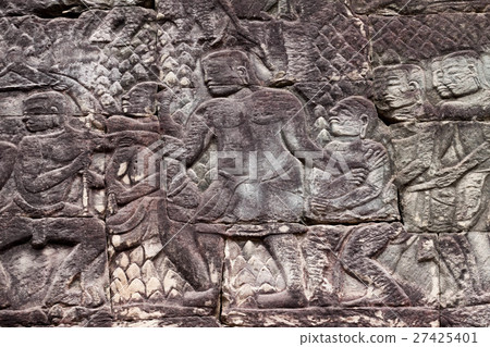 Relief of Bayon temple in Angkor monuments Relief of Bayon temple in Angkor monuments 27425401
