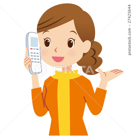 A lady housewife who makes a phone call A lady housewife who makes a phone call 27425644