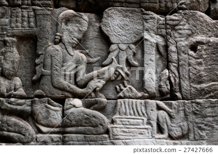 Relief of Bayon temple in Angkor monuments Relief of Bayon temple in Angkor monuments 27427666