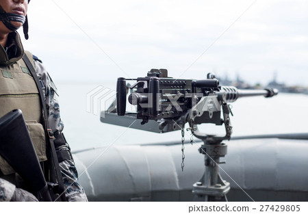 Machine gun and navy guard on the war ship 27429805