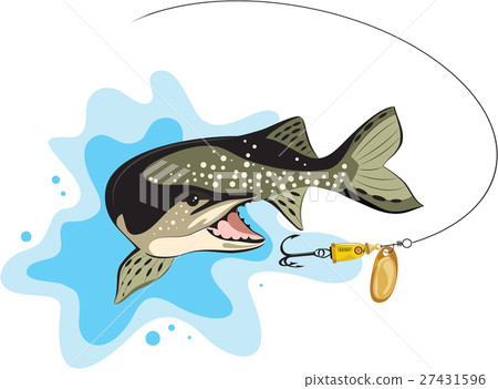 Fish and lure fishing, vector illustration 27431596