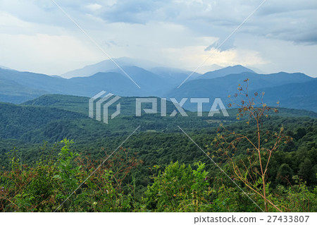 Mountain landscape with snow and forest Mountain landscape with snow and forest 27433807