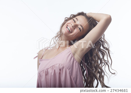 portrait of attractive teenager girl smiling in portrait of attractive teenager girl smiling in 27434681