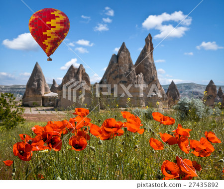 Hot air balloons flying over Cappadocia, Turkey 27435892