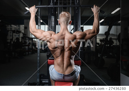 Strong and handsome athletic young man muscles abs Strong and handsome athletic young man muscles abs 27436280