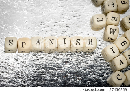 Spanish word on a wooden cubes 27436869