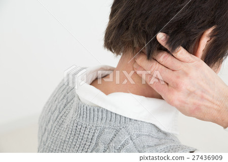 Senior white back rubbing the neck Senior white back rubbing the neck 27436909