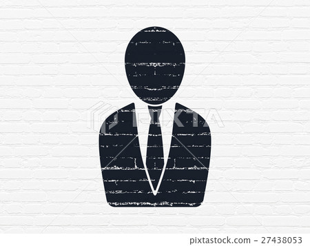 Marketing concept: Business Man on wall background 27438053