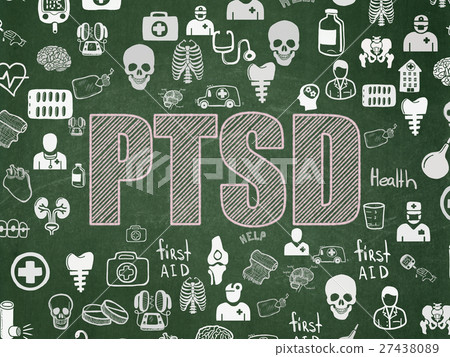 Medicine concept: PTSD on School board background Medicine concept: PTSD on School board background 27438089