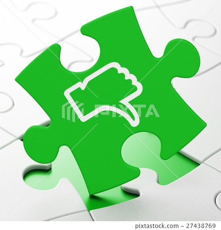 Social media concept: Thumb Down on puzzle Social media concept: Thumb Down on puzzle 27438769