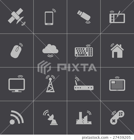 Vector black wireless icons set - Stock Illustration [27439205] - PIXTA