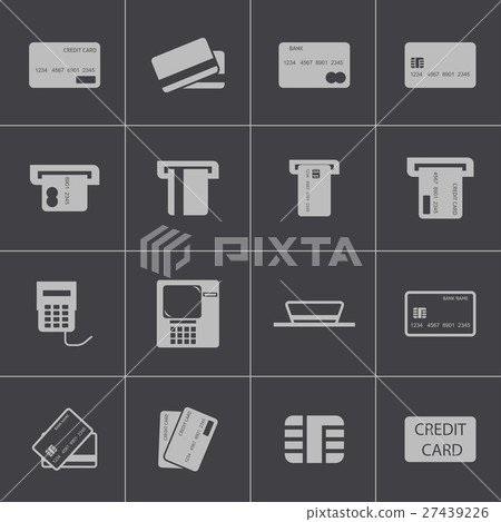 Vector black  credit cart  icons set 27439226