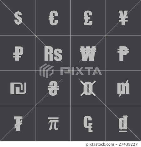 Vector black currency symbols set 27439227