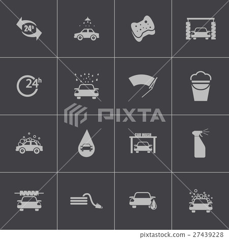 Vector black  car wash  icons set 27439228