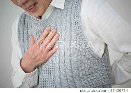 Senior lady holding down my chest 27439754