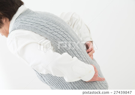 Senior white back troubled with low back pain 27439847