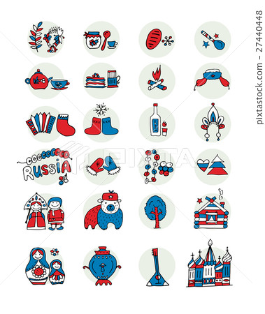 Russia, icons set. Sketch for your design Russia, icons set. Sketch for your design 27440448