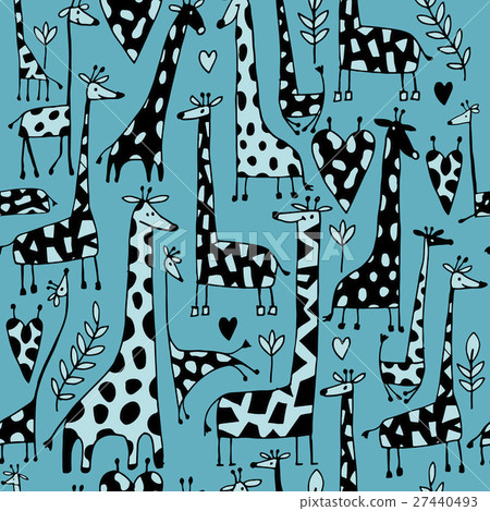 Funny giraffes sketch, seamless pattern your 27440493