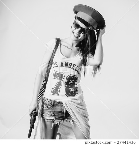 Fashion swag sexy girl holding gun woman having 27441436