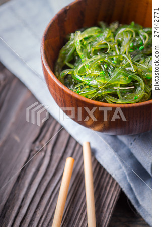 Chuka salad  in the bowl  on the wooden table 27442771