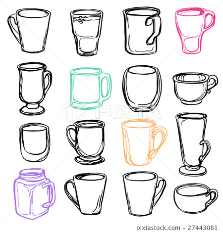 Vector illustration of cups, mugs and glasses. Vector illustration of cups, mugs and glasses. 27443081