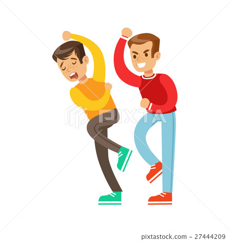 Two Boys Fist Fight Positions, Aggressive Bully In Two Boys Fist Fight Positions, Aggressive Bully In 27444209