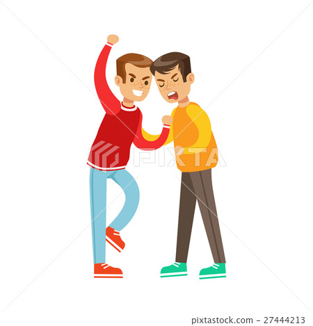 Two Boys Fist Fight Positions, Aggressive Bully In 27444213