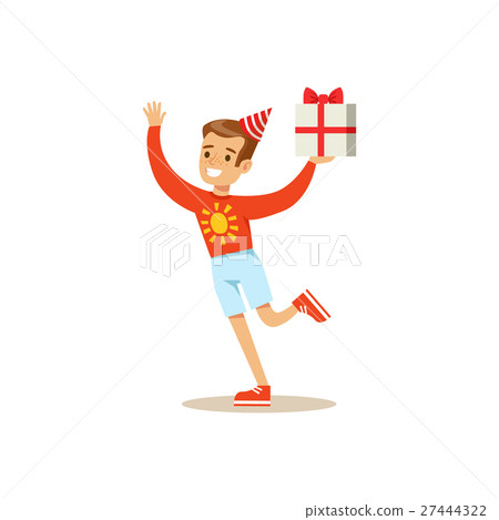 Biy Running With Present, Kids Birthday Party 27444322