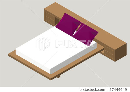 Isometric home furniture - bed. Interior element 27444649
