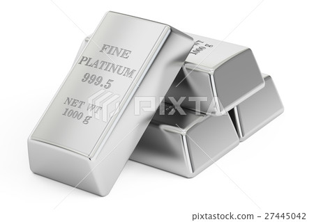 set of Platinum bars, 3D rendering 27445042