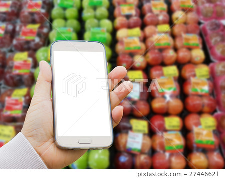 hand holding blank screen smart phone hand holding blank screen smart phone 27446621