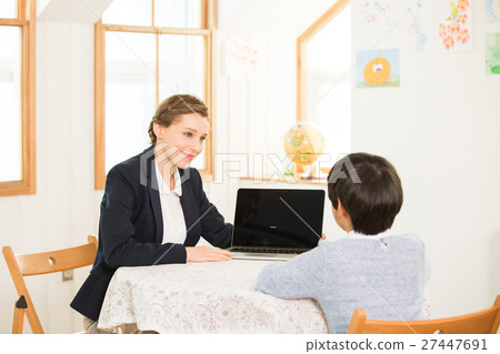 Young Student Learning English With A Foreign Female Teacher 27447691