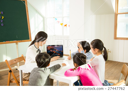 Young Students Learning With A Female Teacher Young Students Learning With A Female Teacher 27447762