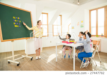 Young Students Learning With A Foreign Female Teacher 27447782
