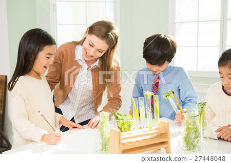 Young Students In Biology Class With A Female Teacher Young Students In Biology Class With A Female Teacher 27448048